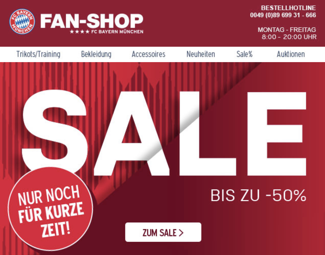 50% Sale im FC Bayern Shop