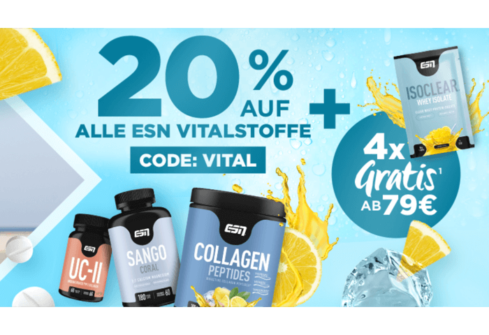20% Rabatt auf alle ESN Vitalstoffe | Suppligator.de
