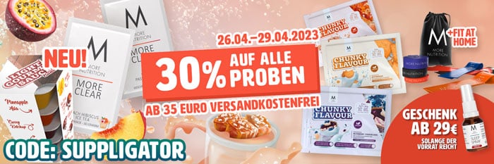 More Nutrition Probenaktion mit 30% + gratis Versand ab 35 Euro